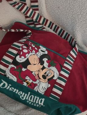 Disney Red Green Minnie & Mickey Holiday Tote Bag